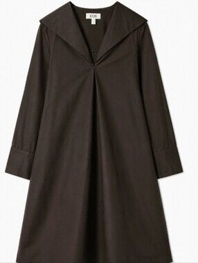 COS BrownLong-Sleeve Sailor-Collar A-Line Dress